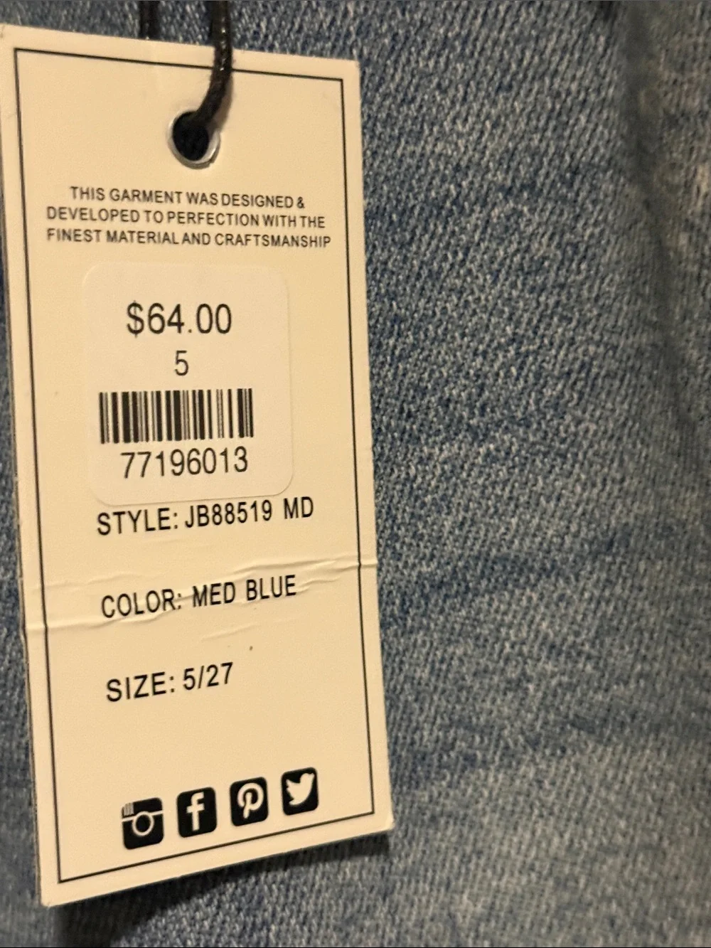 JUDY BLUE BOYFRIEND FIT. MID RISE JEANS SIZE 5/27 NWT - Picture 2 of 7
